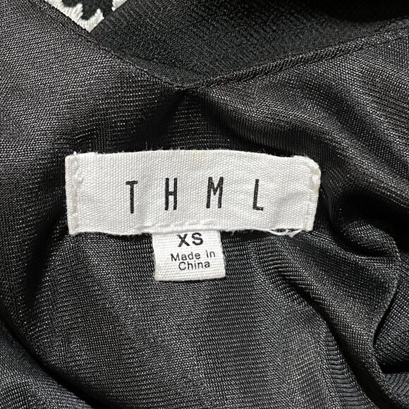 THML Shift Dress Embroidered Black White XS Sleeveless V-Neck - Picture 6 of 7